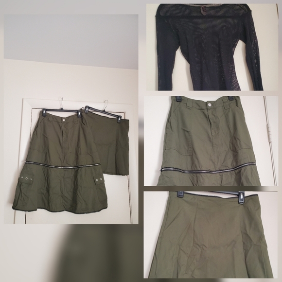 *NWT* Hot Topic's Social Collison Green Cargo Zip-around Maxi Skirt - Picture 11 of 14